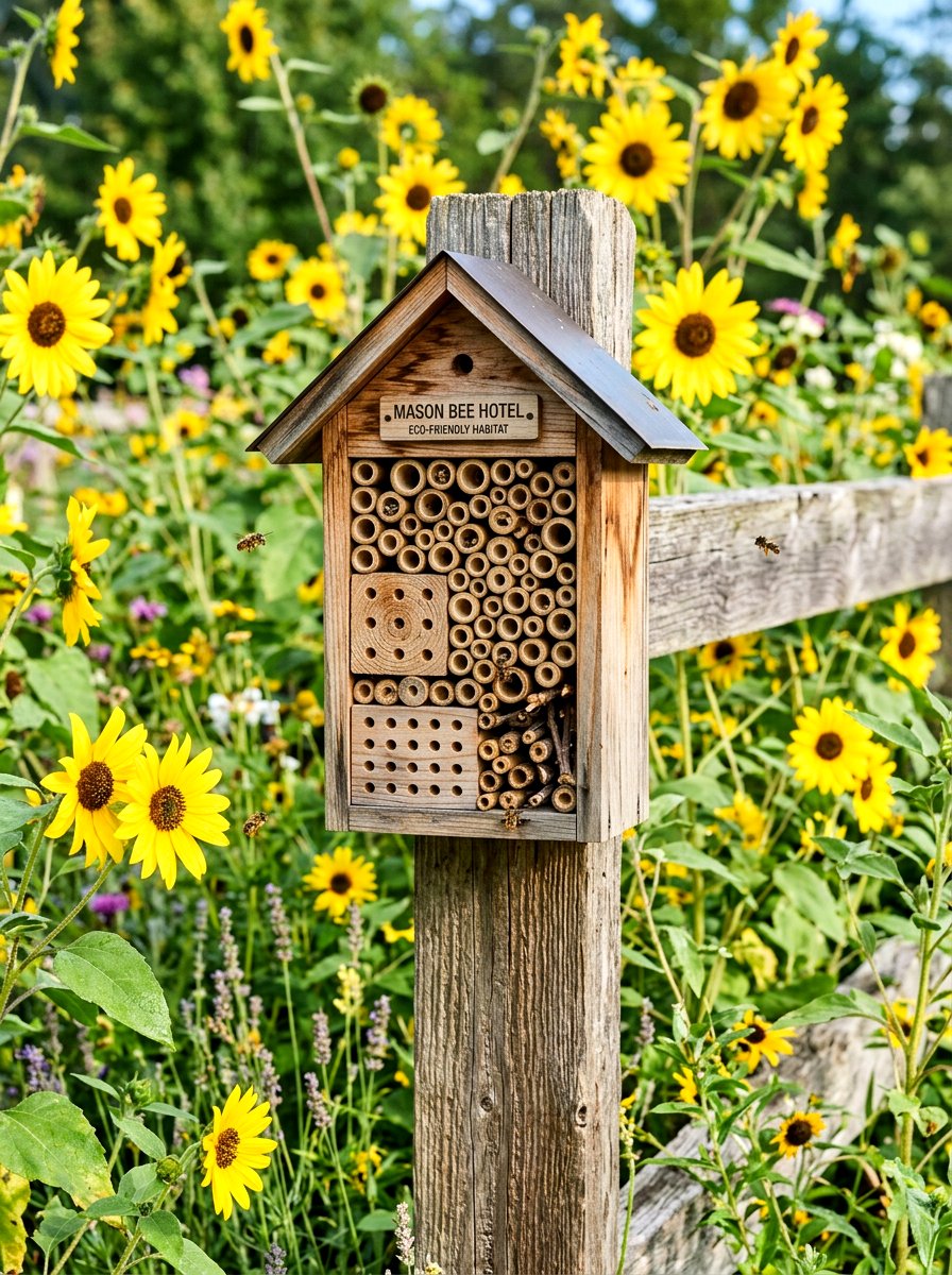 Mason Bee House - 30 pollinator patio ideas