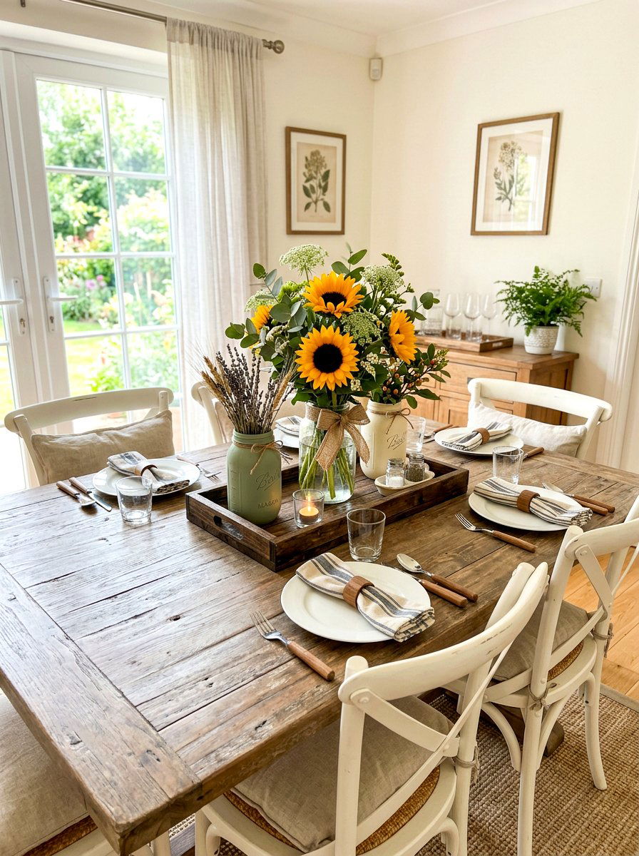 Mason Jar Centerpiece - 30 fall harvest table ideas