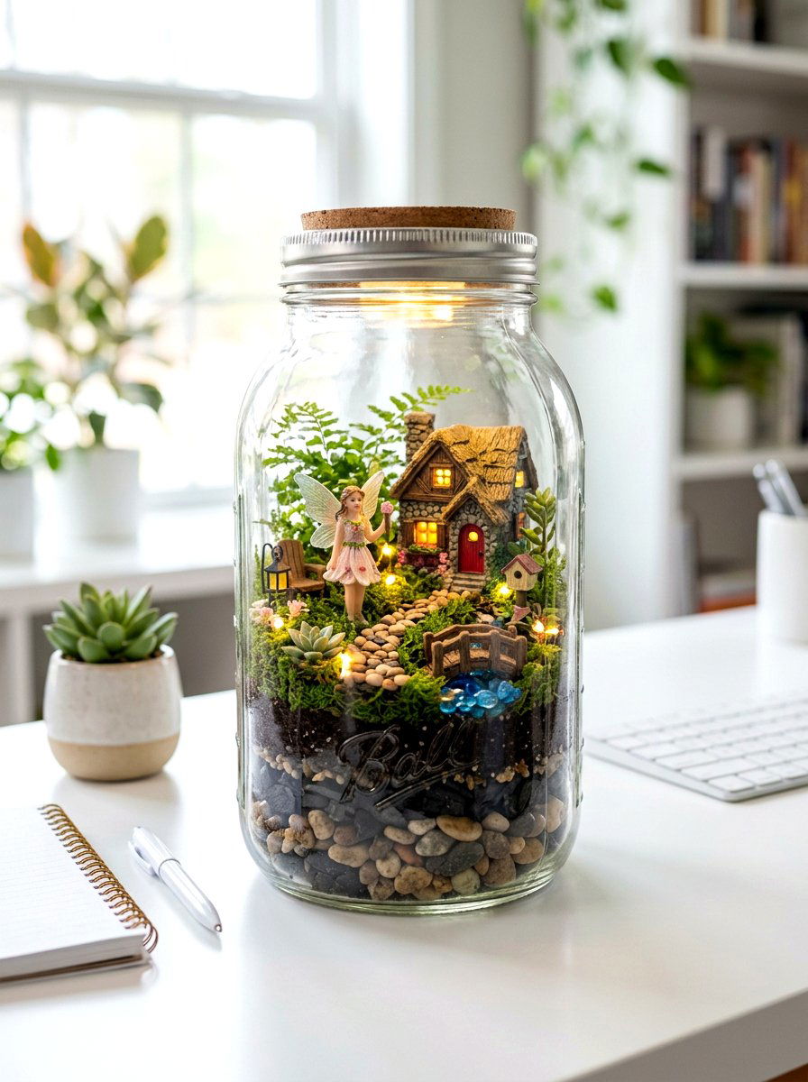 Mason Jar Fairy Garden - 30 miniature fairy garden ideas