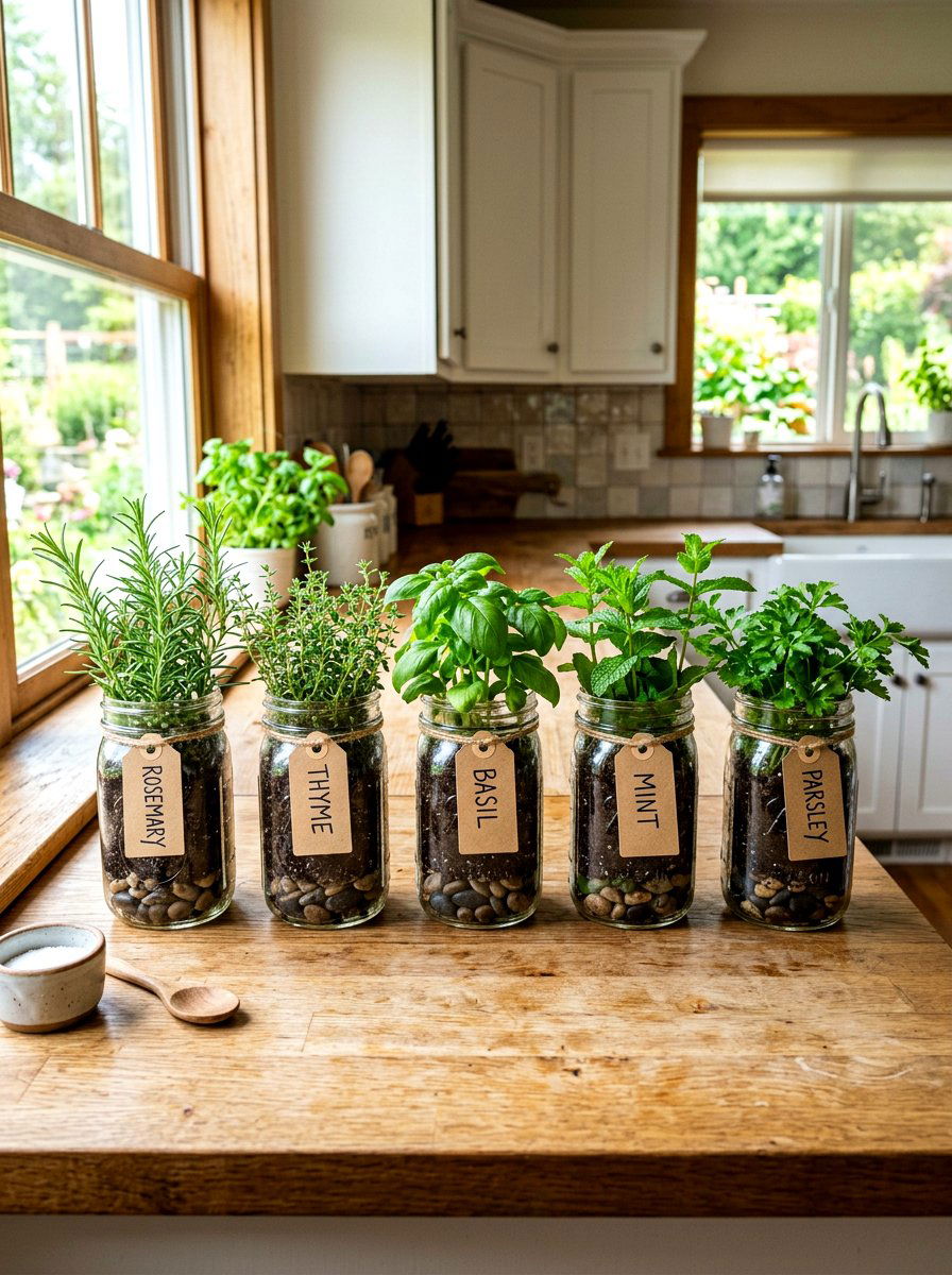 Mason Jar Herb Garden - 30 herb garden layout ideas