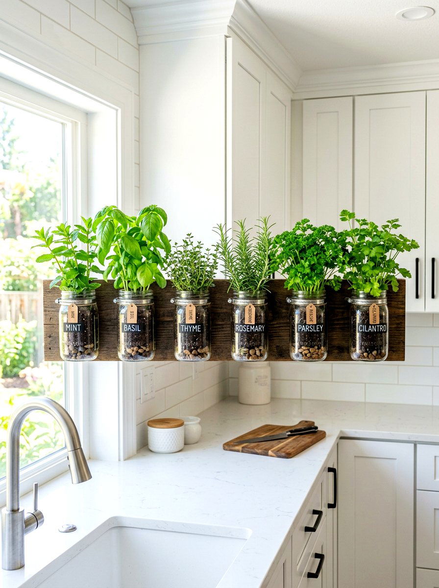Mason Jar Herb Garden - 30 kitchen garden ideas