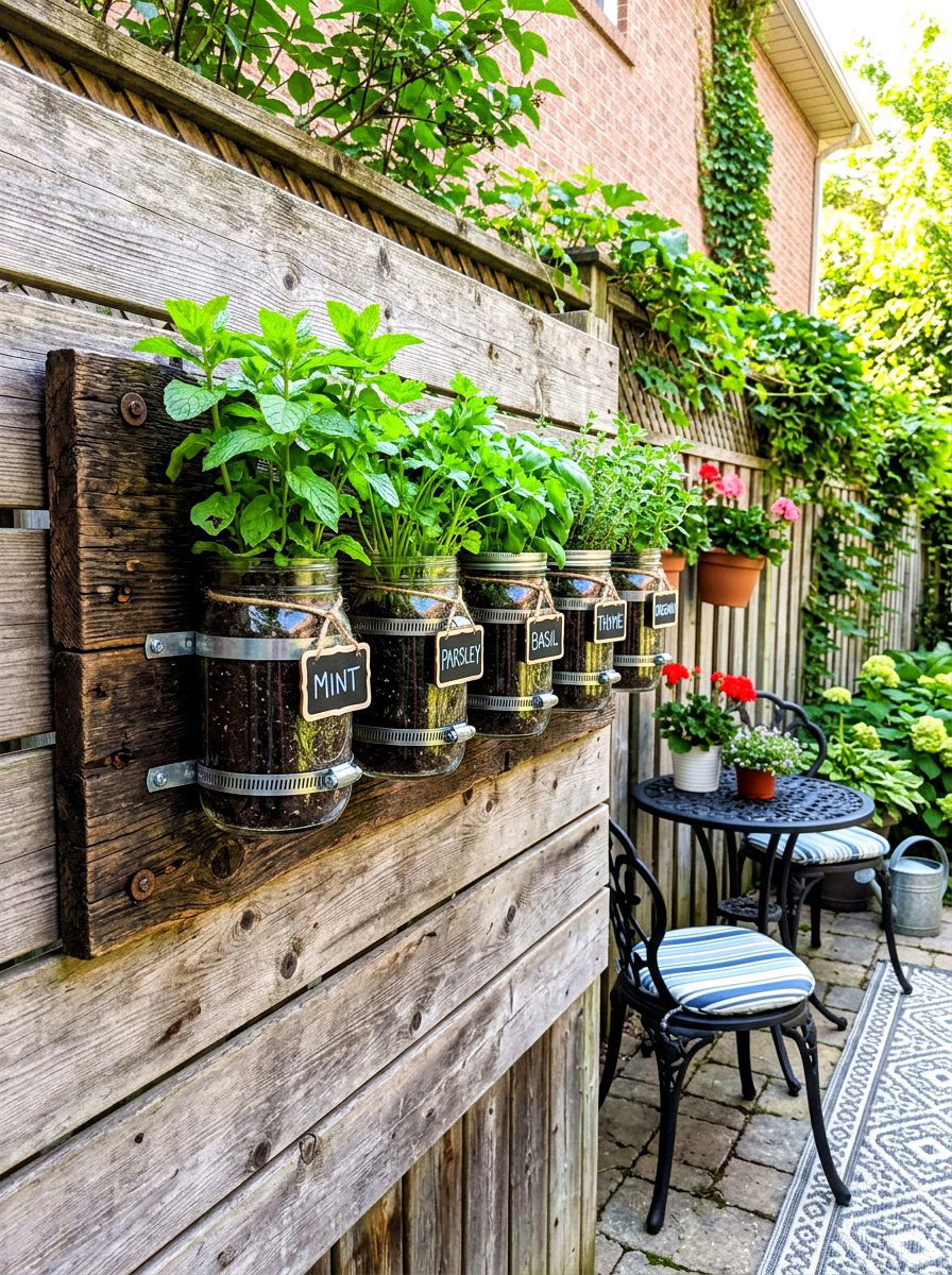Mason Jar Herb Garden - 30 patio herb garden ideas