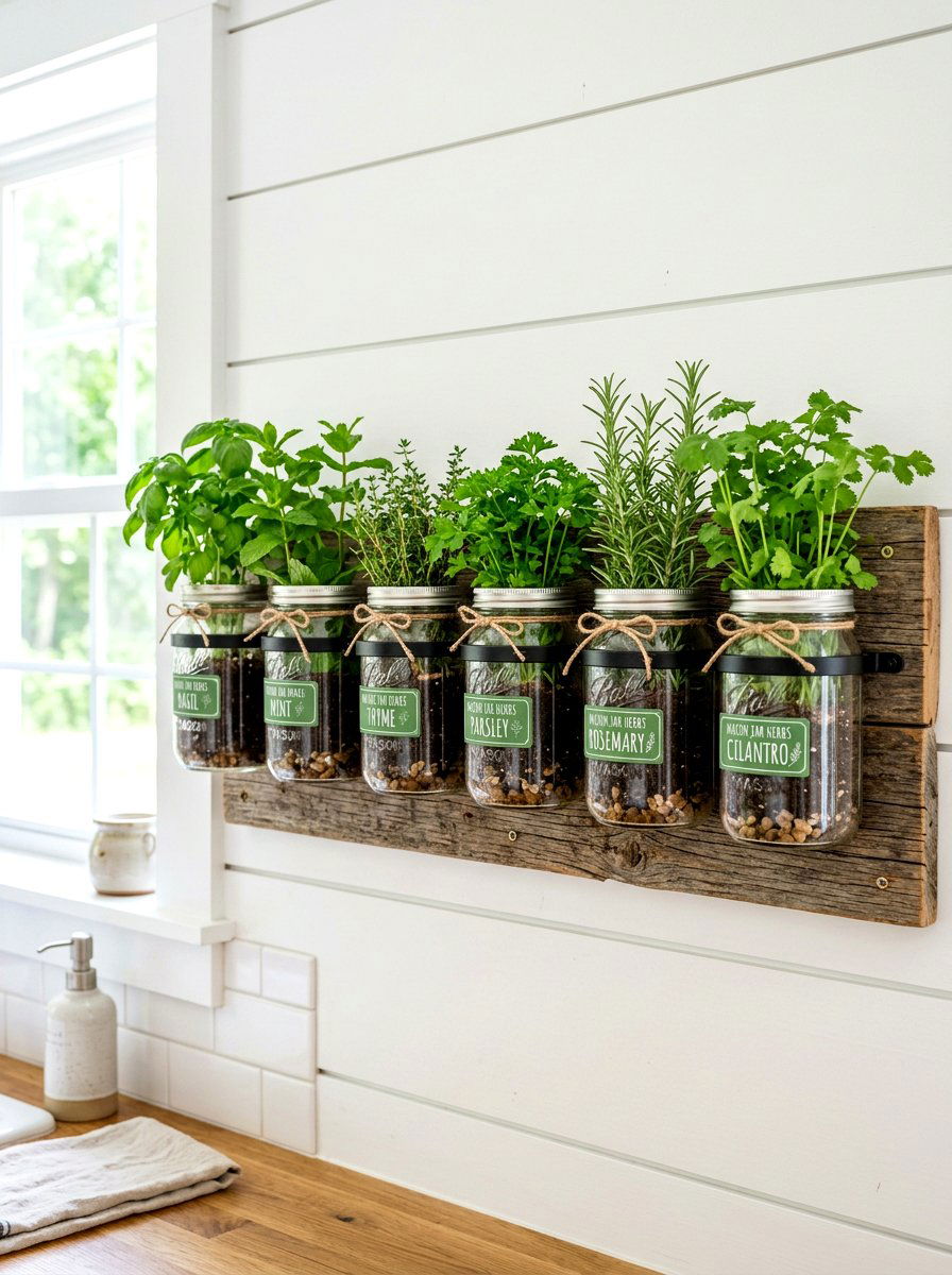 Mason Jar Herbs - 30 simple herb garden ideas