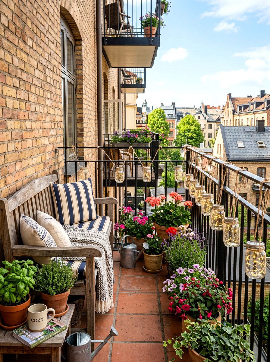 Mason Jar Lights - 30 apartment patio lighting ideas