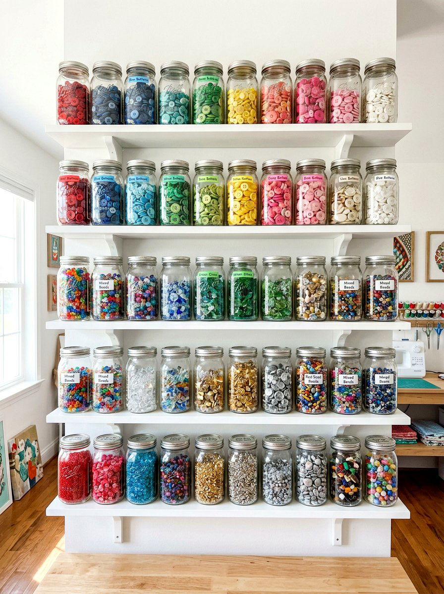 Mason Jar Organizer - 30 scrapbook room ideas