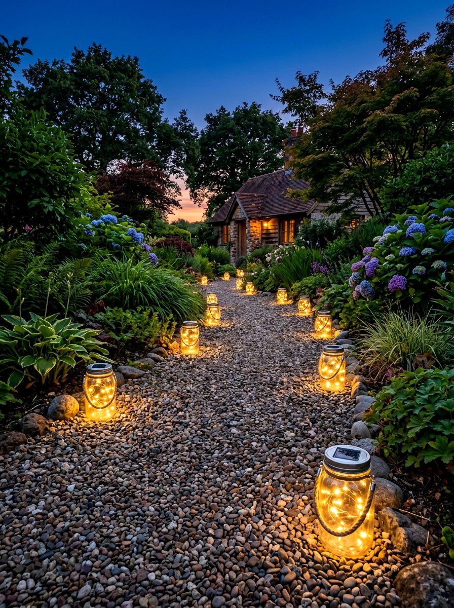 Mason Jar Solar Lights - 30 repurposed garden decor ideas