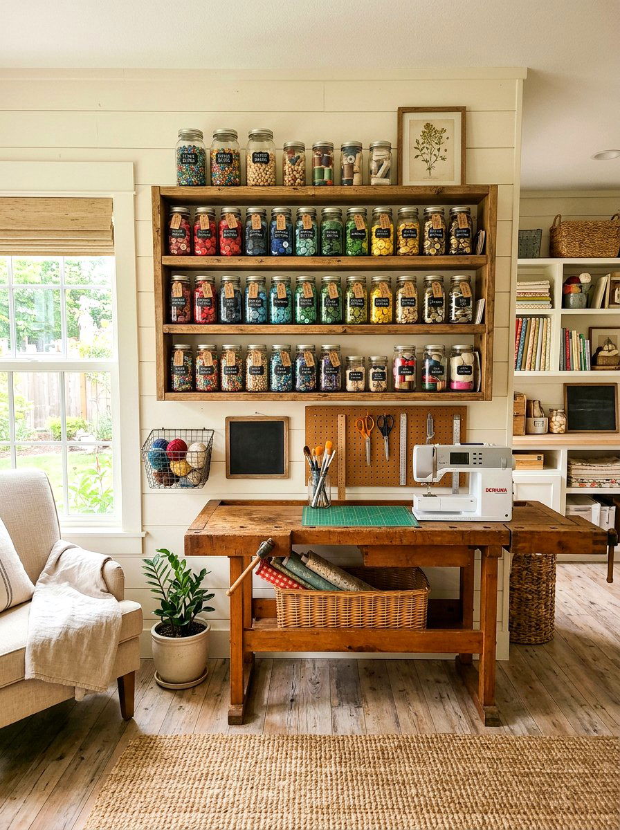 Mason Jar Storage - 30 craft supply storage ideas
