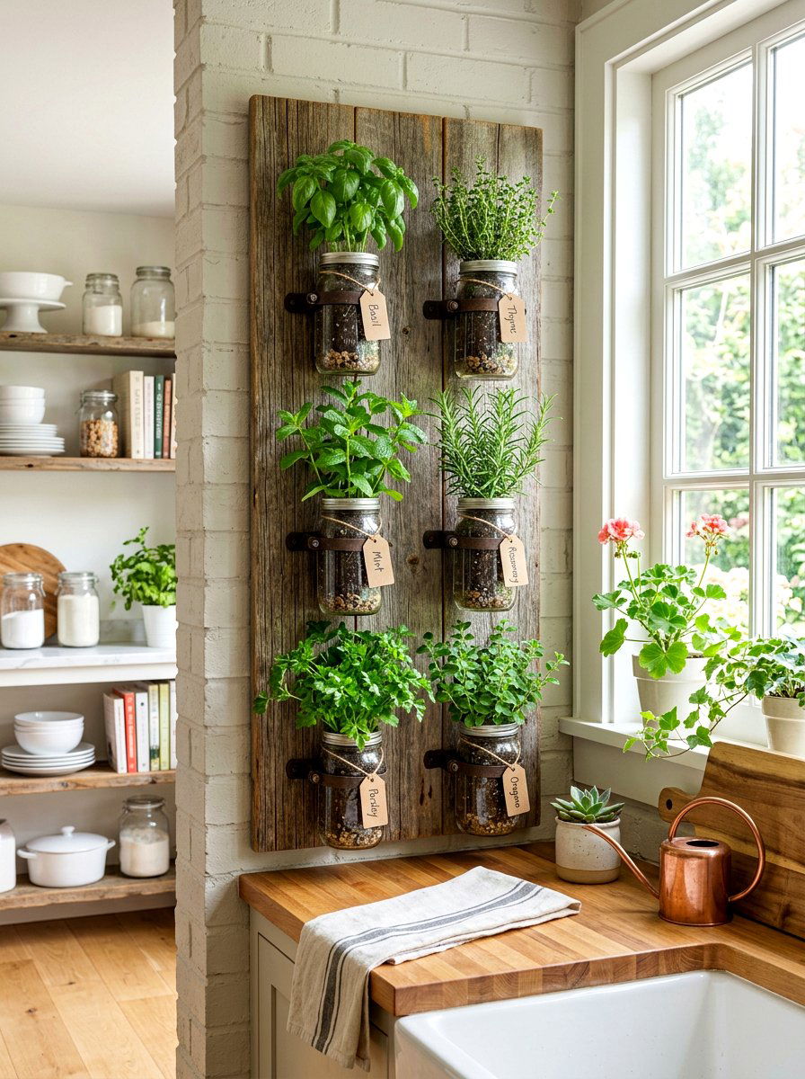 Mason Jar Vertical Garden - 30 small vertical garden ideas