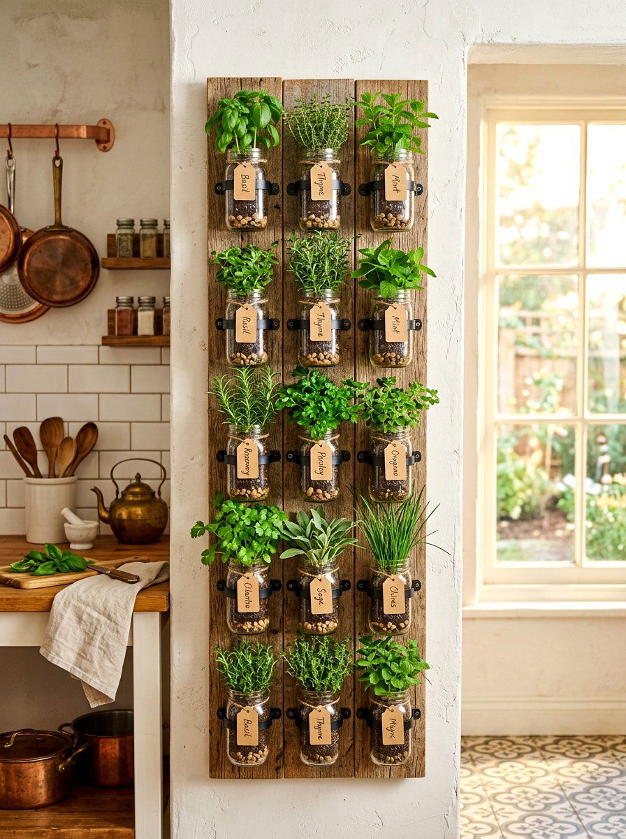 Mason Jar Vertical Garden - 30 indoor vertical garden ideas
