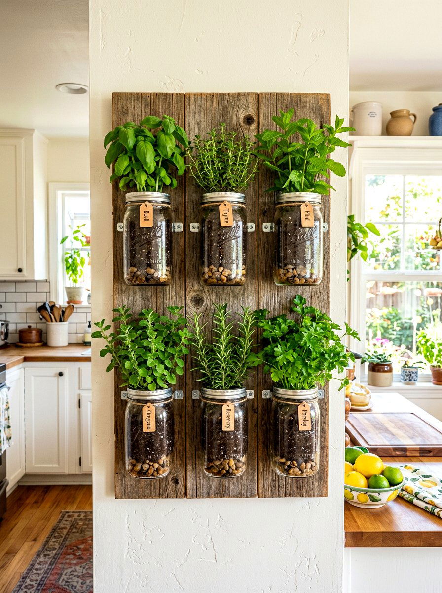Mason Jar Vertical Planter Box - 30 vertical planter box ideas