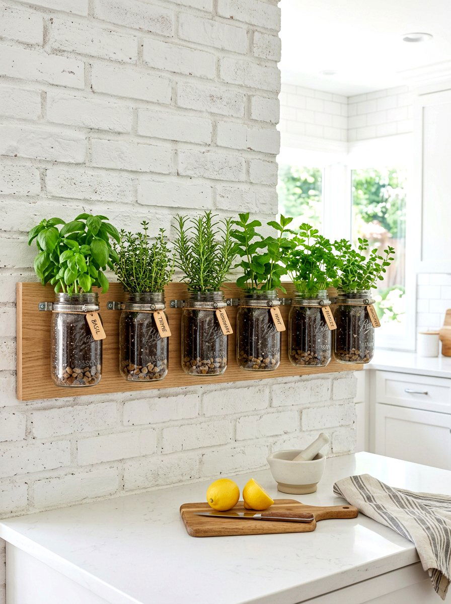 Mason Jar Wall - 30 rustic planter ideas