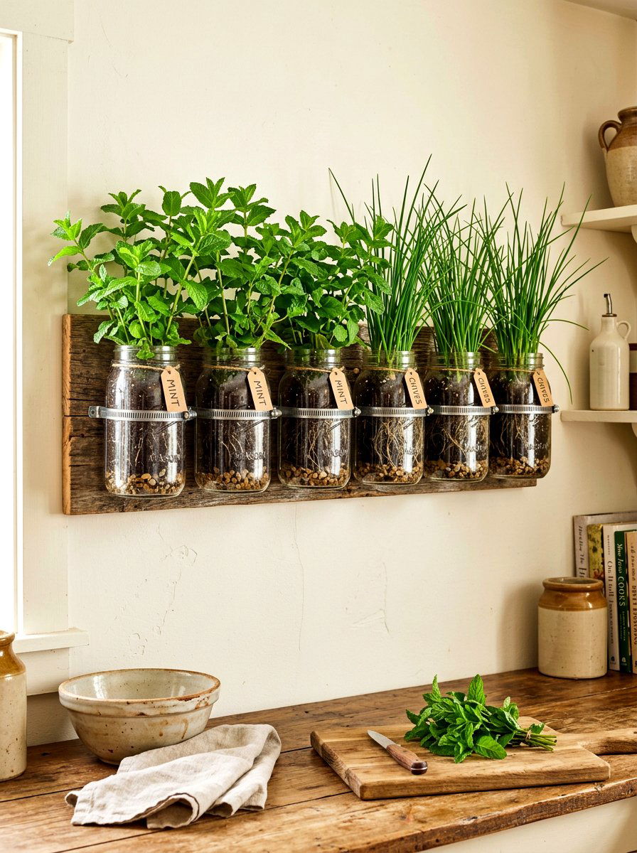 Mason Jar Wall Garden - 30 vertical garden ideas