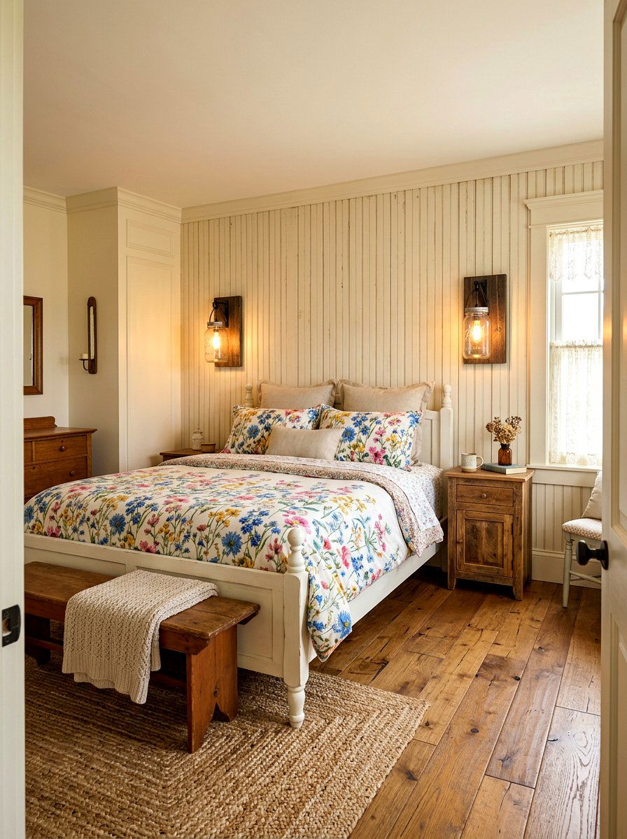 Mason Jar Wall Sconce - 30 rustic bedroom ideas
