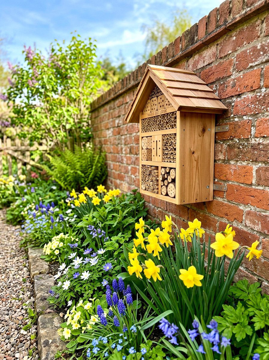 Mason bee house - 30 pollinator backyard garden ideas
