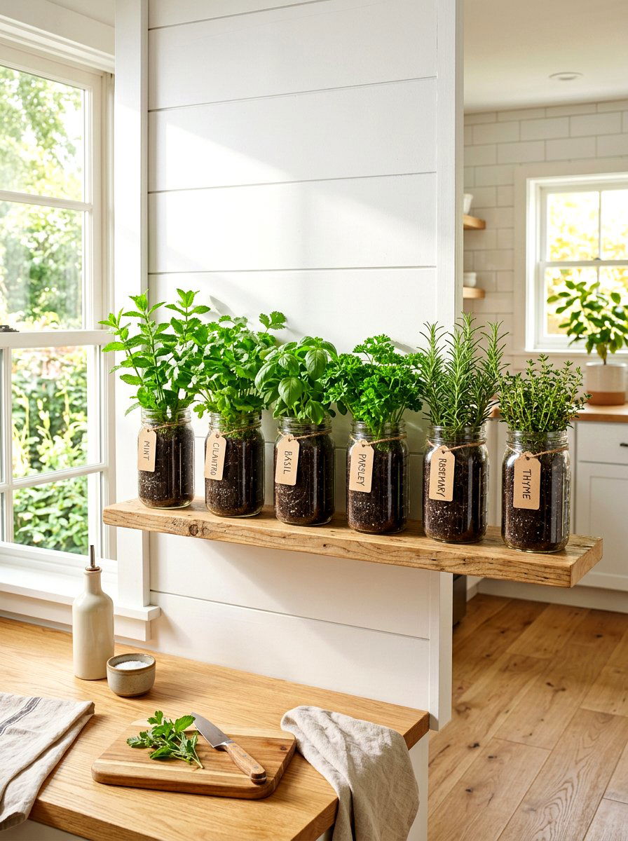 Mason jar herb garden - 30 tomato girl kitchen ideas