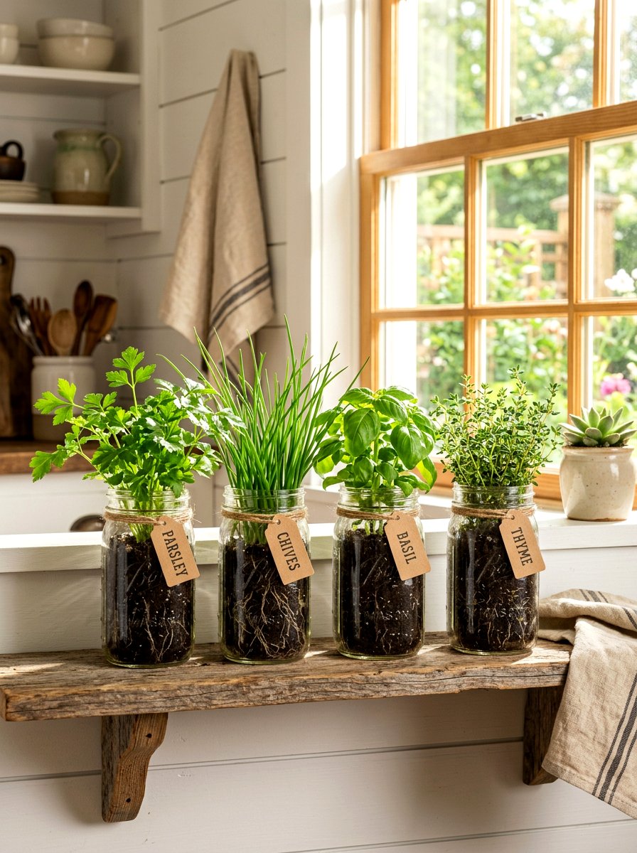 Mason jar herb garden - 30 herb garden planter ideas