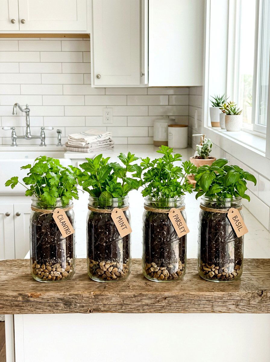 Mason jar herb garden - 30 herb garden ideas
