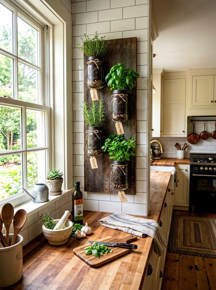 Mason jar herb garden - 30 kitchen herb garden ideas