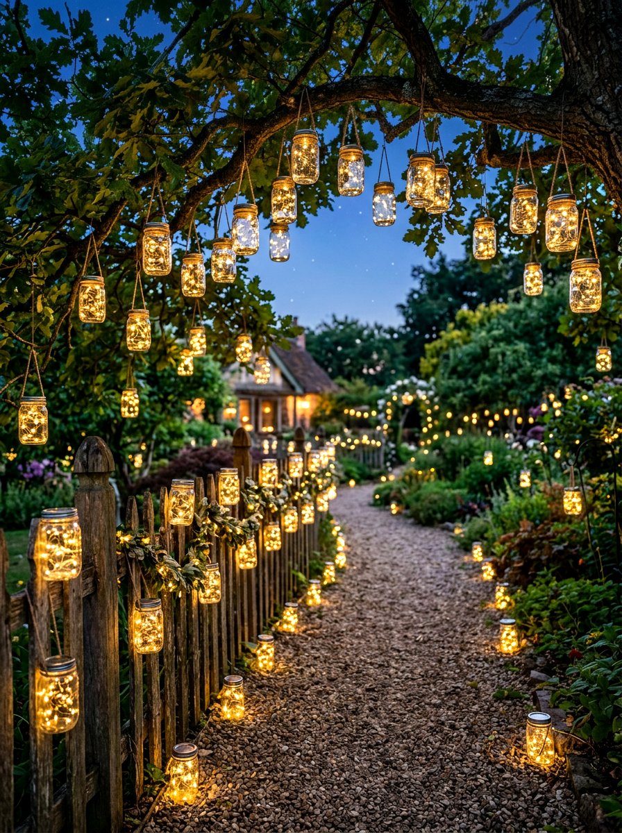 Mason jar lighting - 30 evening patio party ideas