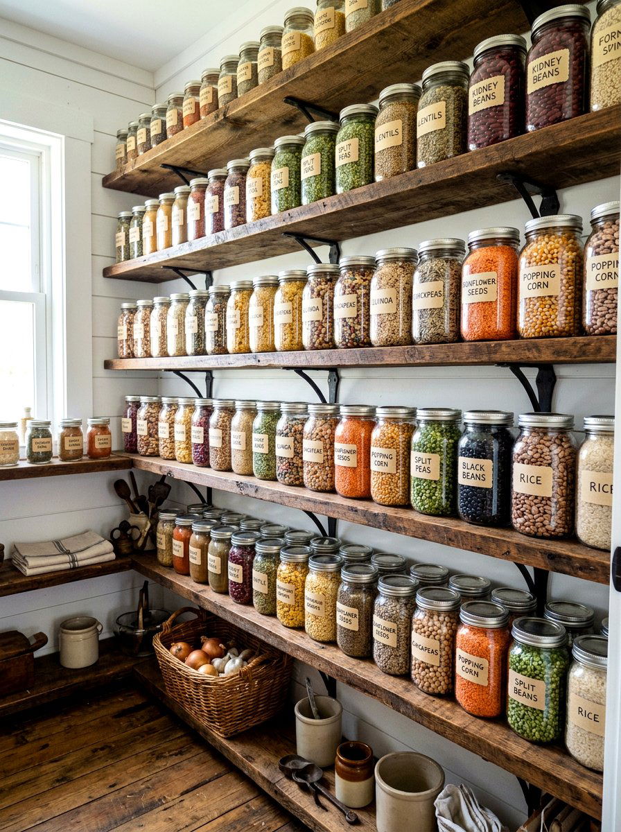 Mason jar pantry storage - 30 food container organization ideas