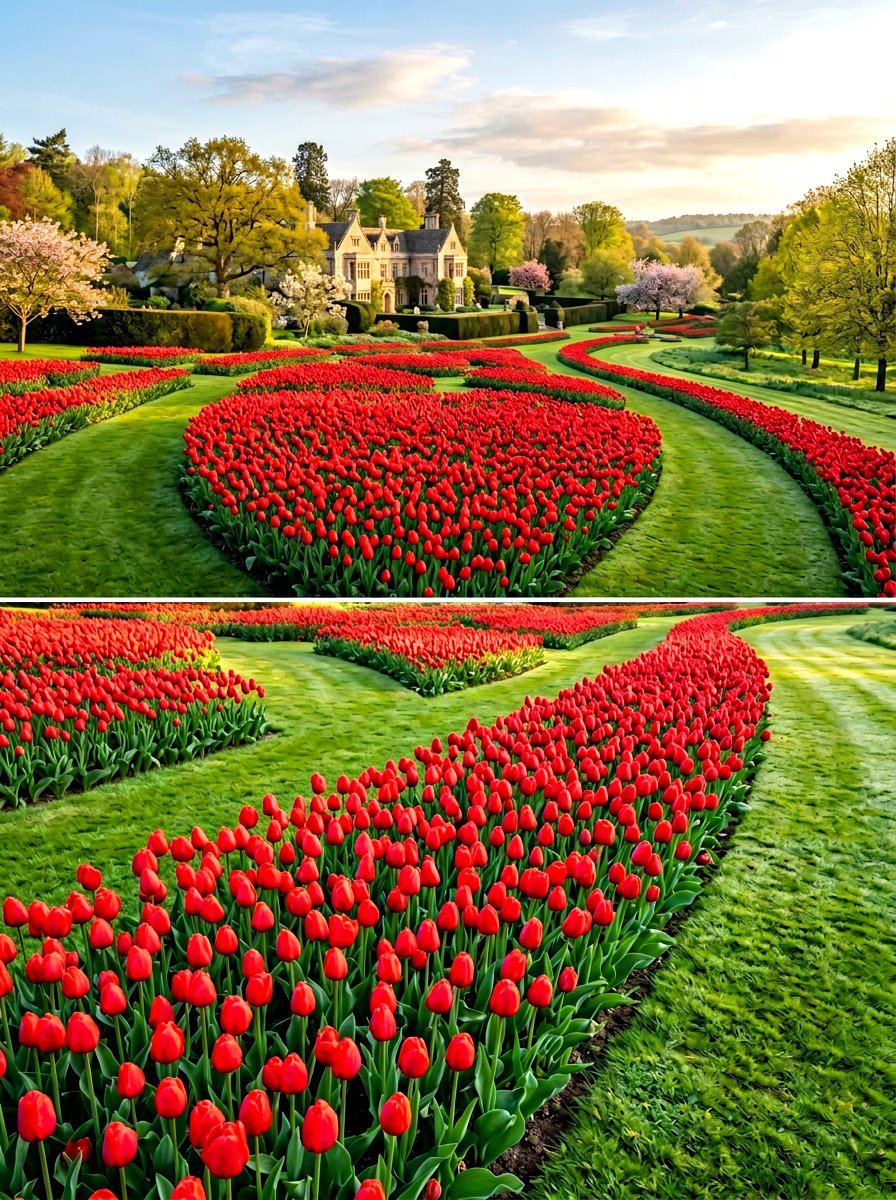 Mass Planting Tulips - 30 tulip garden ideas