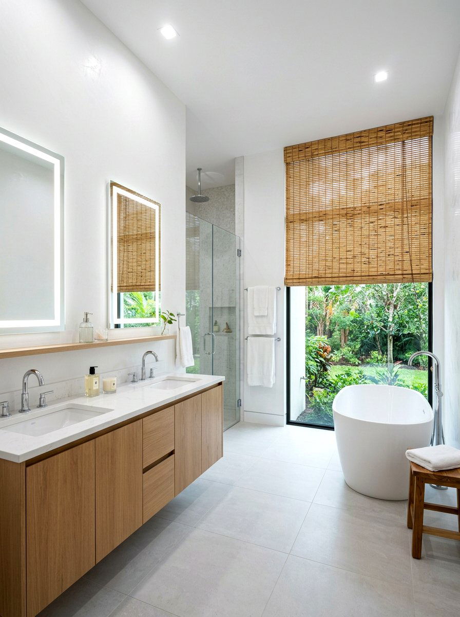 Master Bathroom Bamboo Roll Up Shade - 30 bamboo shade ideas