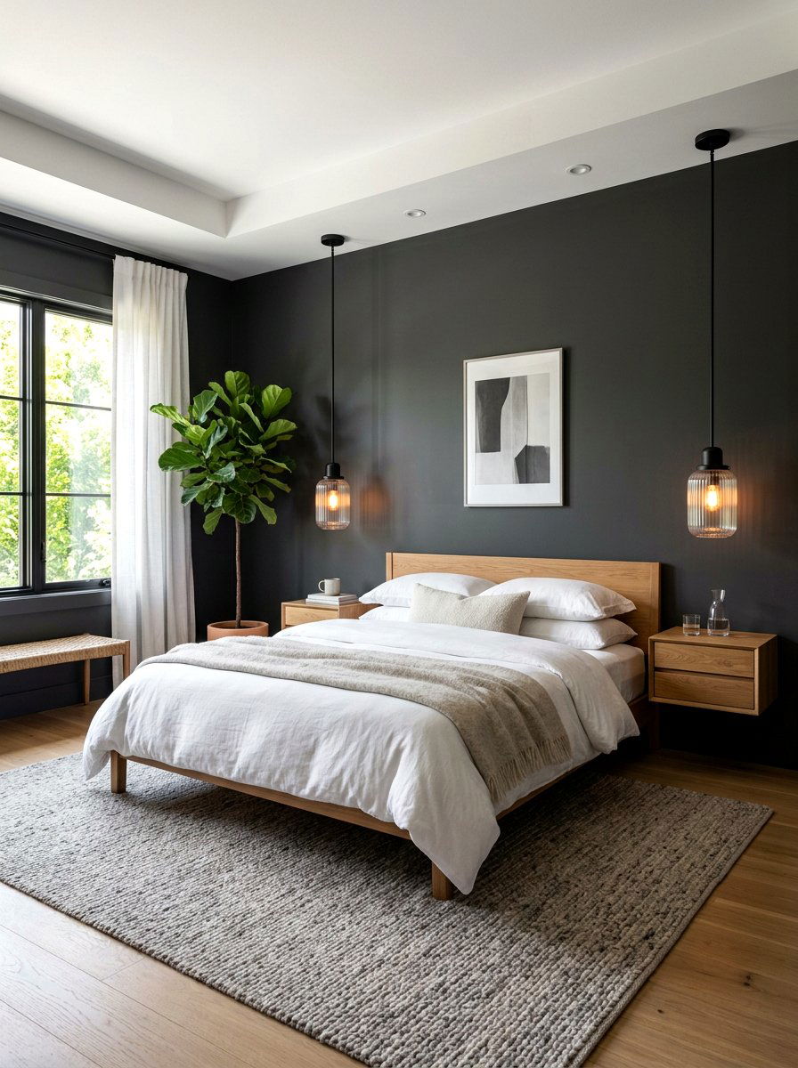Master Bedroom With Bedside Pendant Light - 30 bedroom lighting ideas