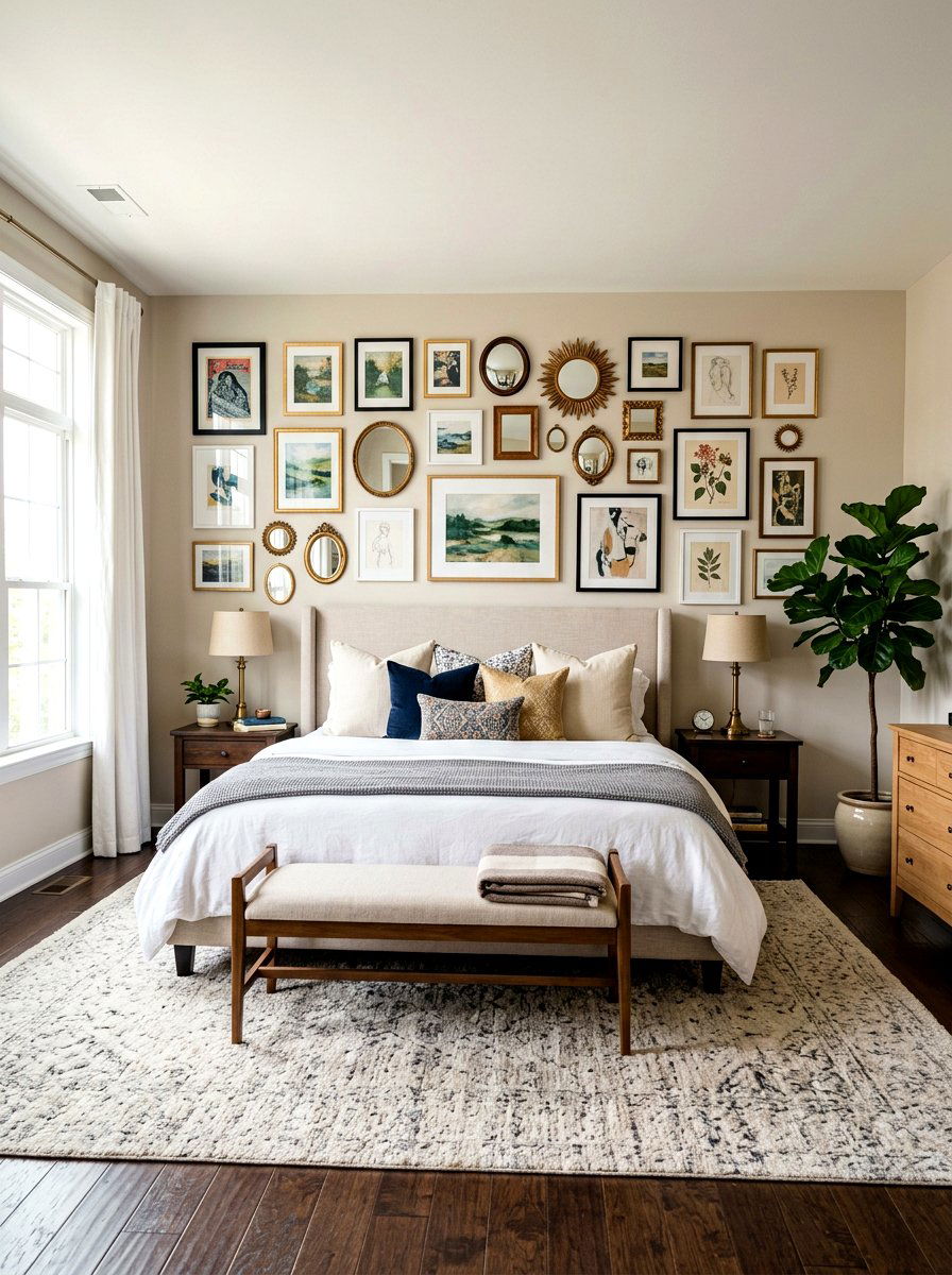 Master Bedroom With Gallery Wall - 30 small master bedroom layout ideas
