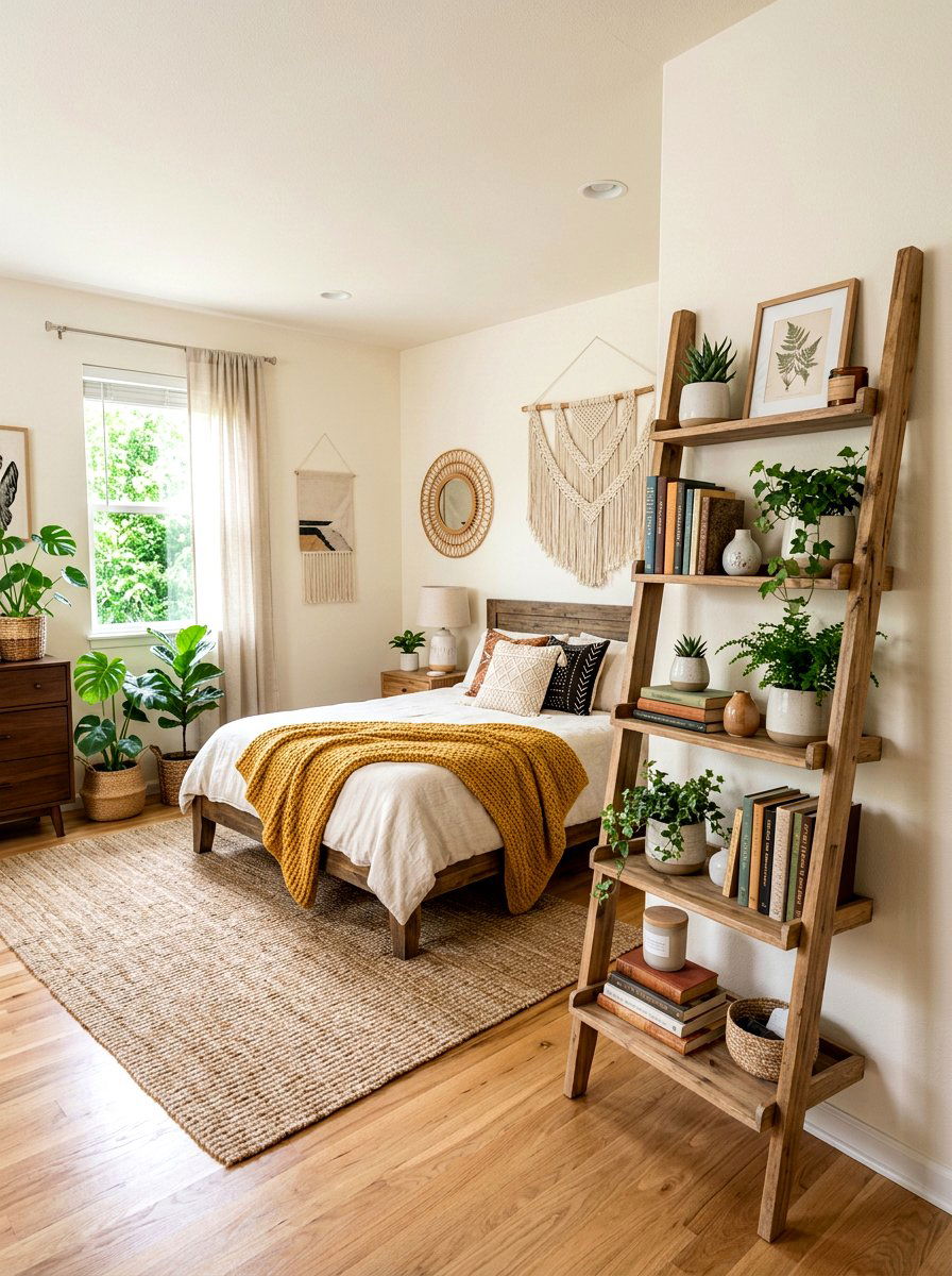 Master Bedroom With Ladder Shelf - 30 small master bedroom layout ideas