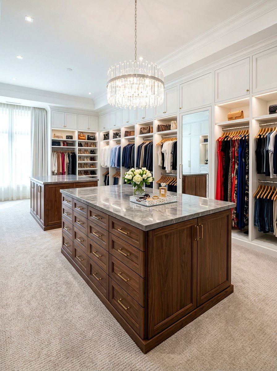 Master Suite Large Island - 30 closet island storage ideas