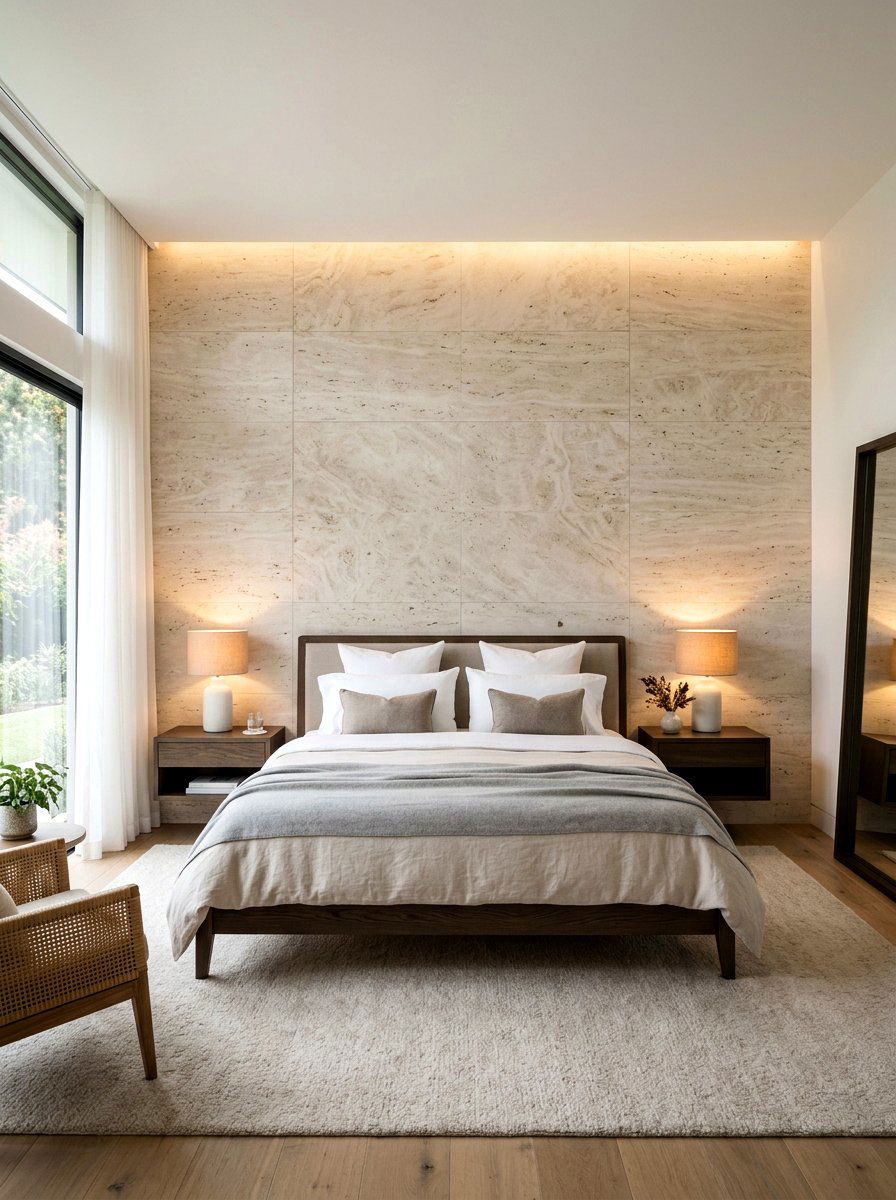 Master Suite Stone Wall - 30 stone accent wall ideas