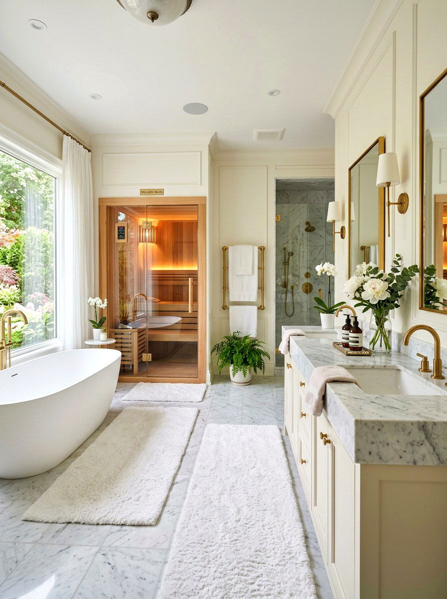 Master bathroom wellness area - 30 contrast therapy bathroom ideas
