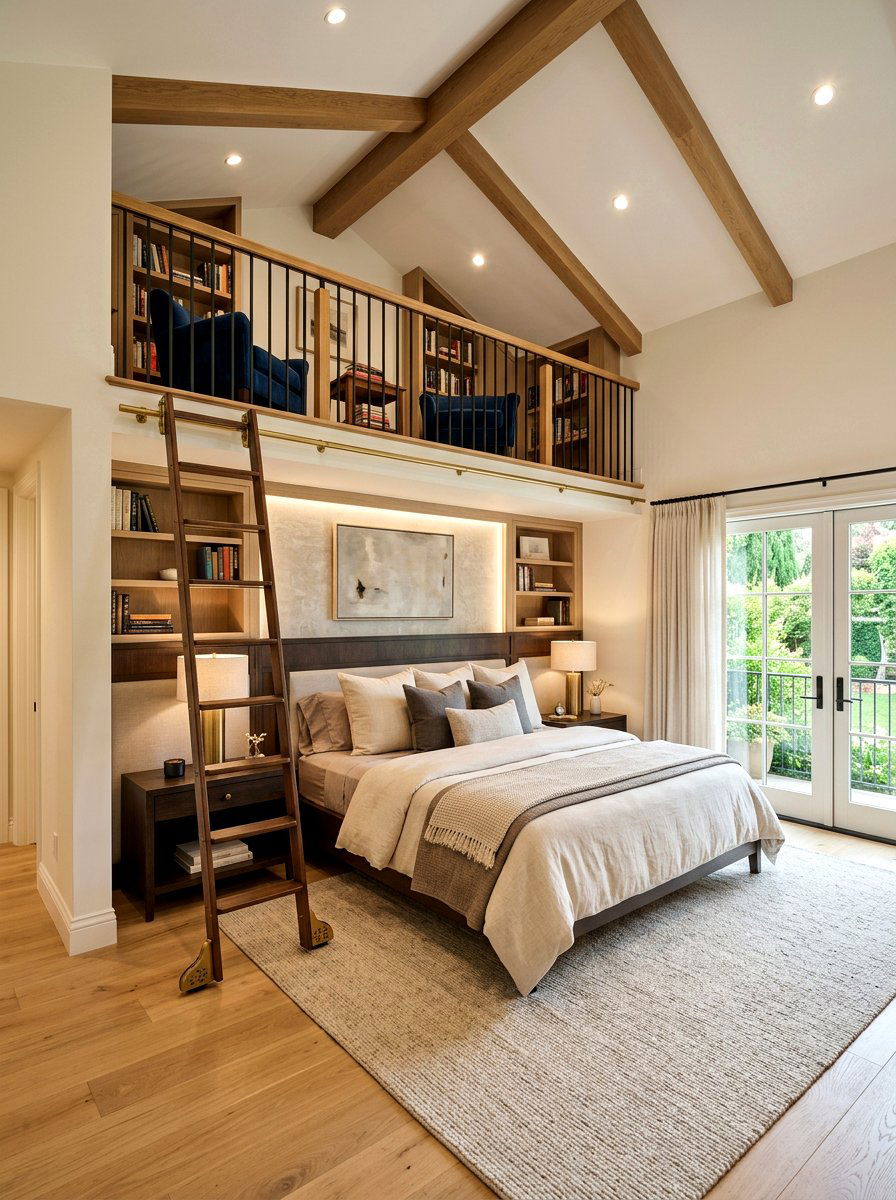 Master bedroom mezzanine access - 30 library ladder ideas