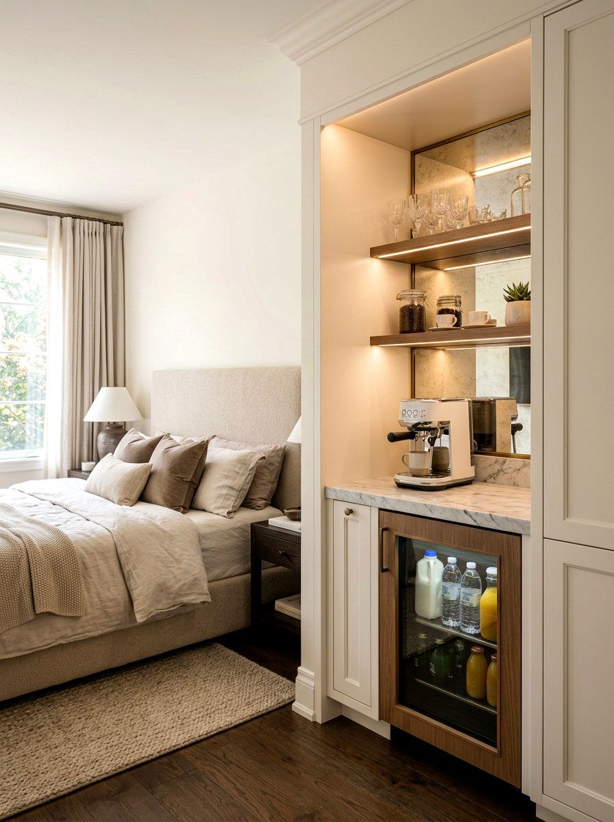 Master bedroom morning bar - 30 beverage pantry ideas