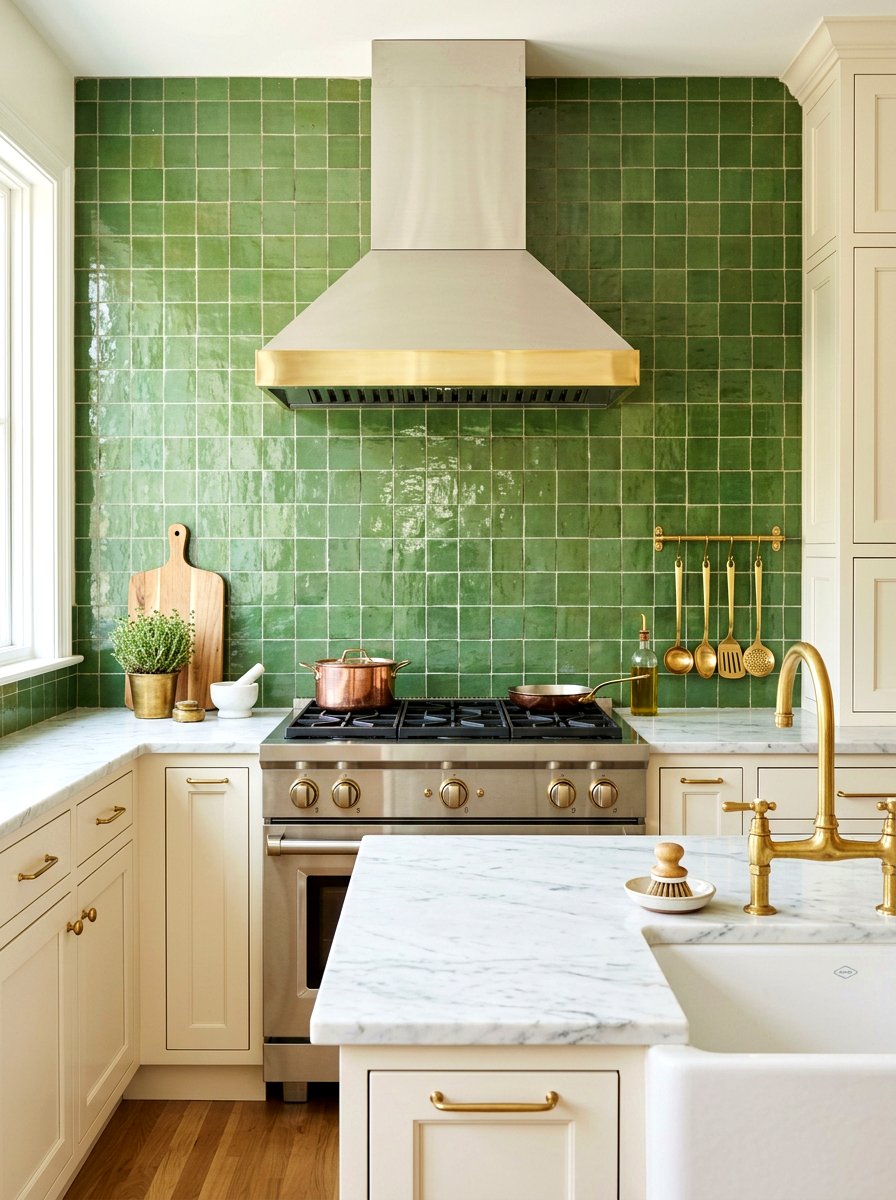 Matcha Green Backsplash - 30 matcha kitchen ideas