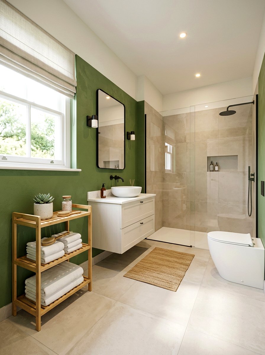 Matcha Green Bathroom Layout - 30 green bathroom ideas