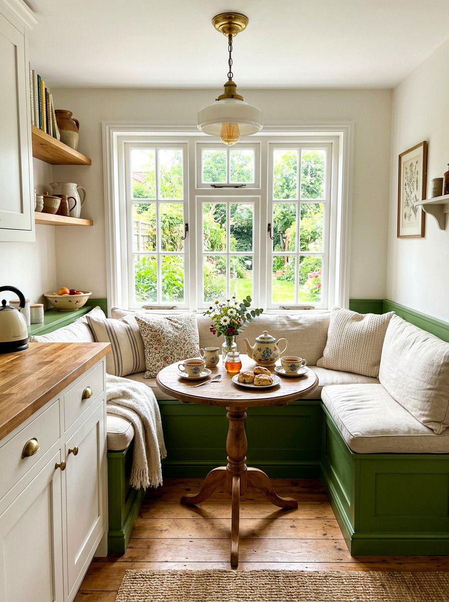 Matcha Green Breakfast Nook - 30 matcha kitchen ideas
