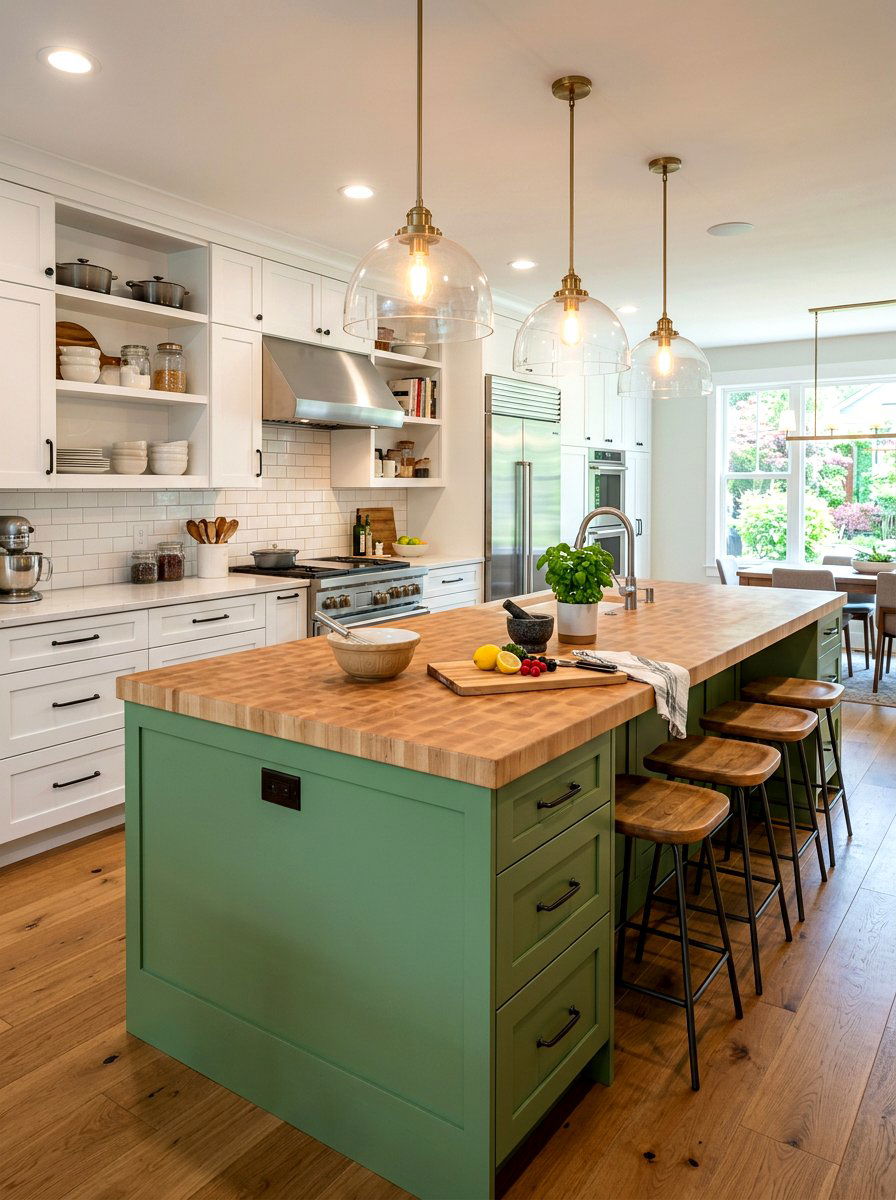 Matcha Green Kitchen Island - 30 matcha kitchen ideas