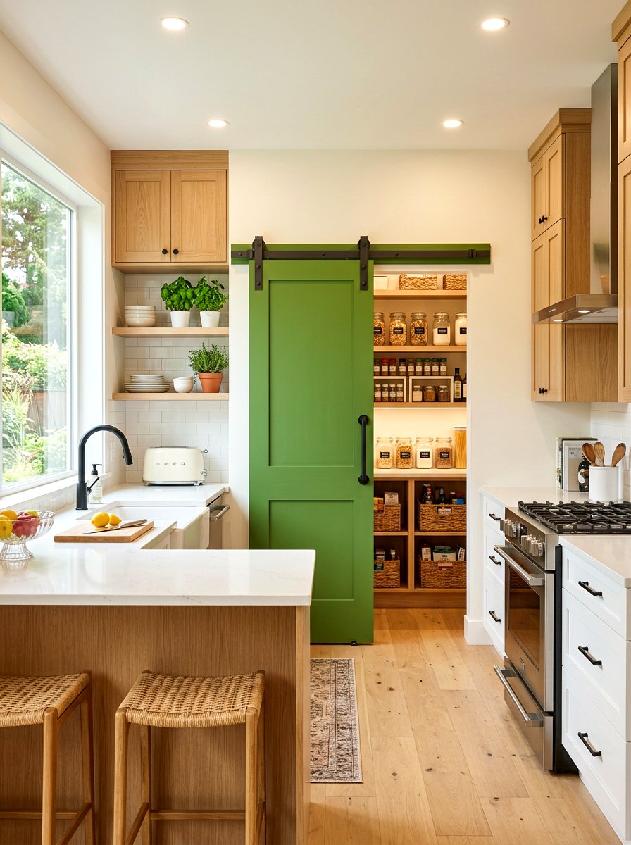 Matcha Green Pantry Door - 30 matcha kitchen ideas