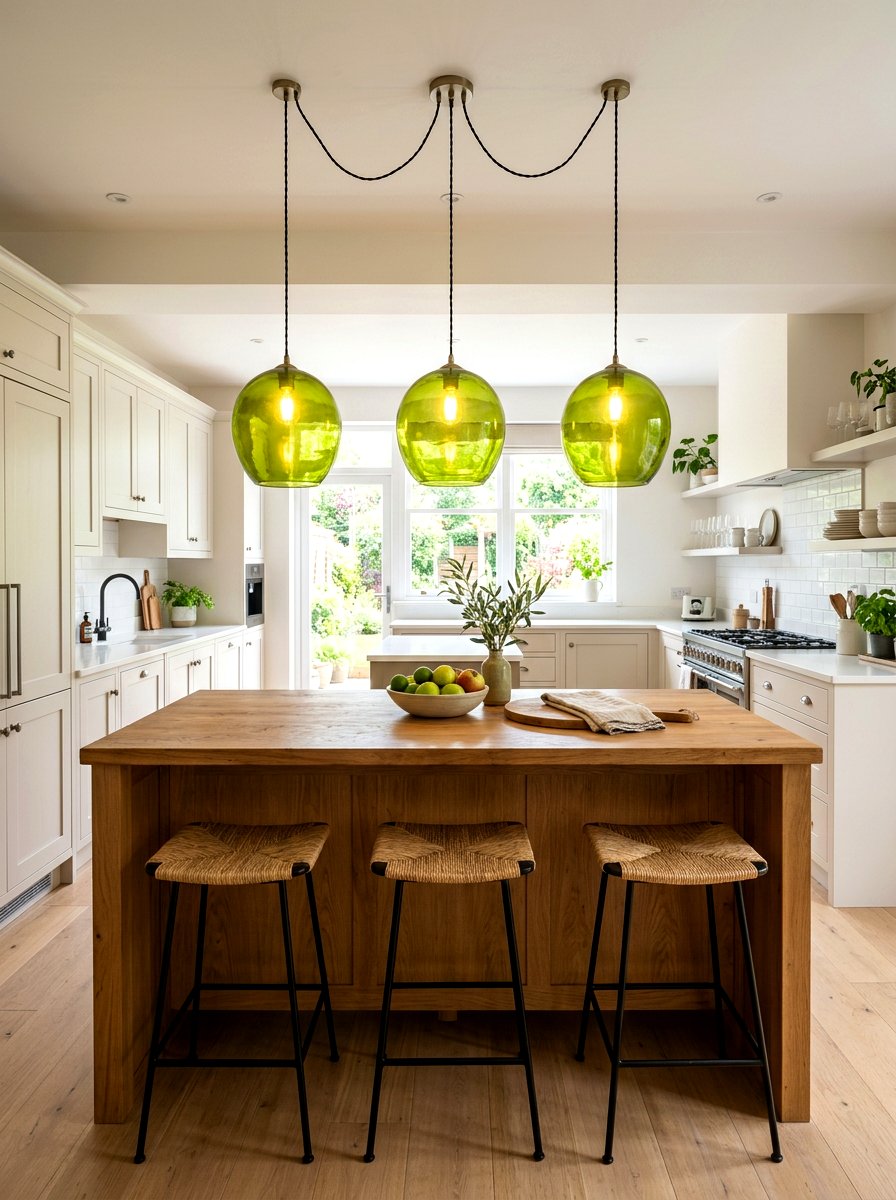 Matcha Green Pendant Lighting - 30 matcha kitchen ideas