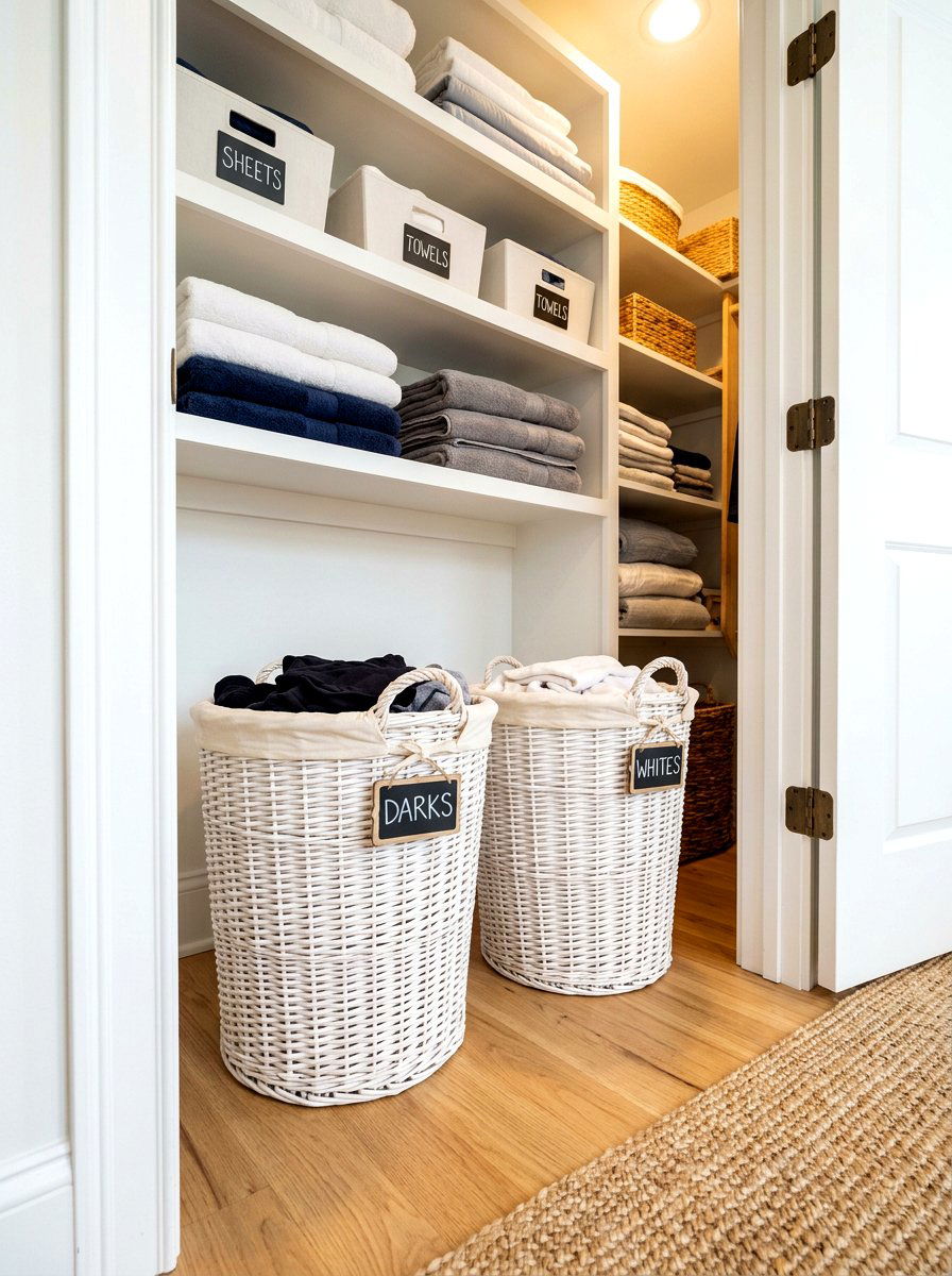 Matching Laundry Baskets - 30 linen closet organization ideas