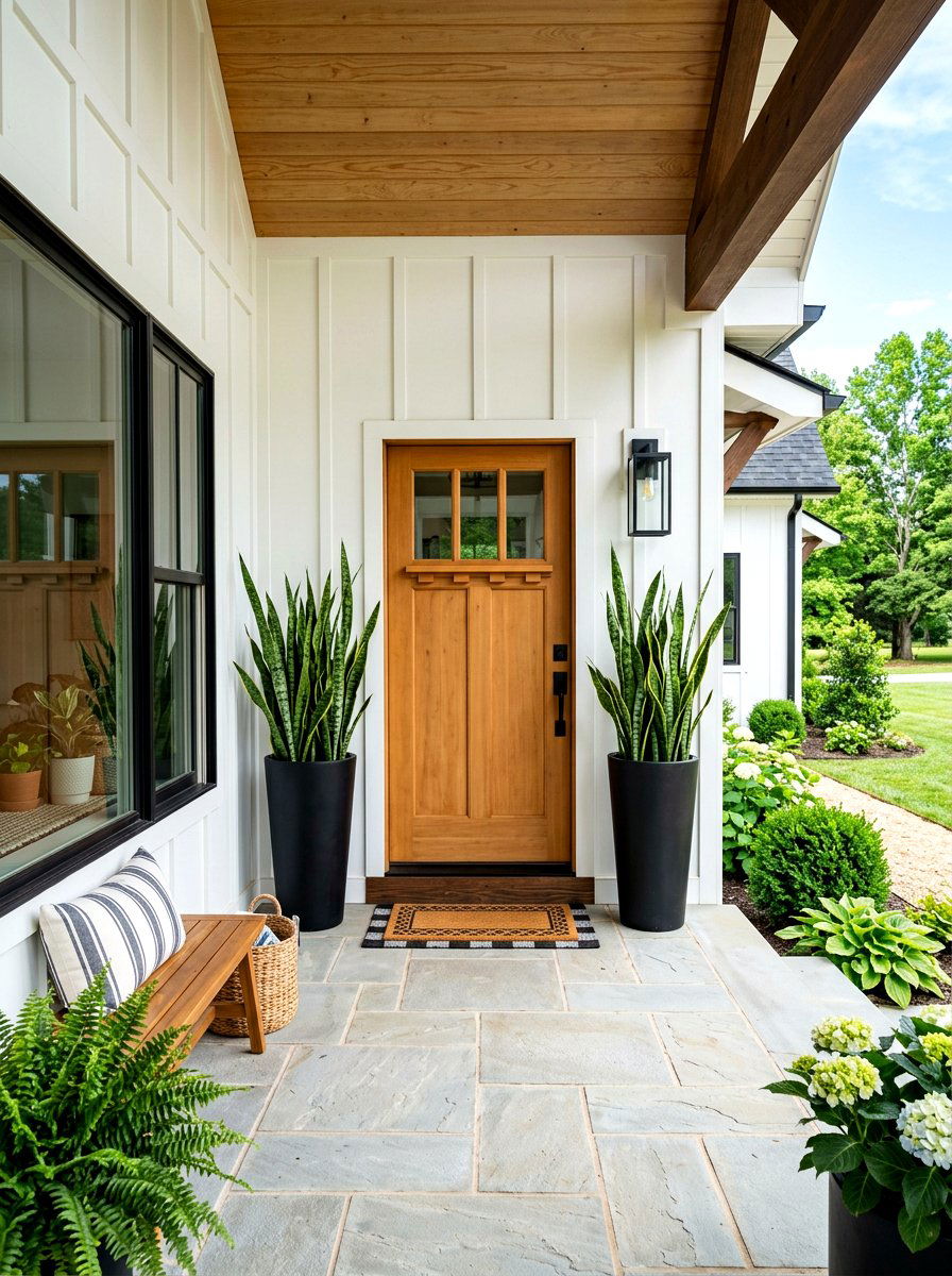 Matching Tall Planters - 30 front porch symmetry ideas