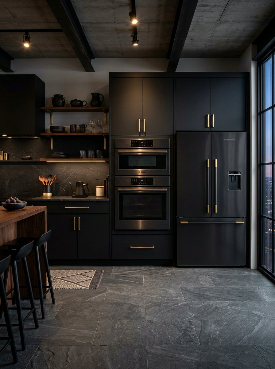 Matte Black Appliance Wall - 30 appliance wall kitchen ideas