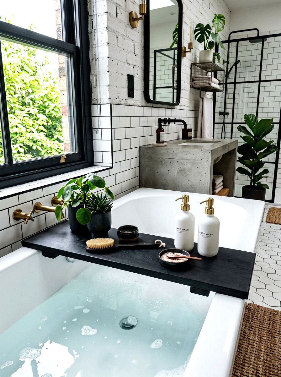 Matte Black Bath Tray - 30 bath tray styling ideas