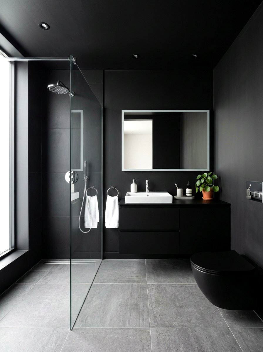 Matte Black Bathroom - 30 moody bathroom ideas