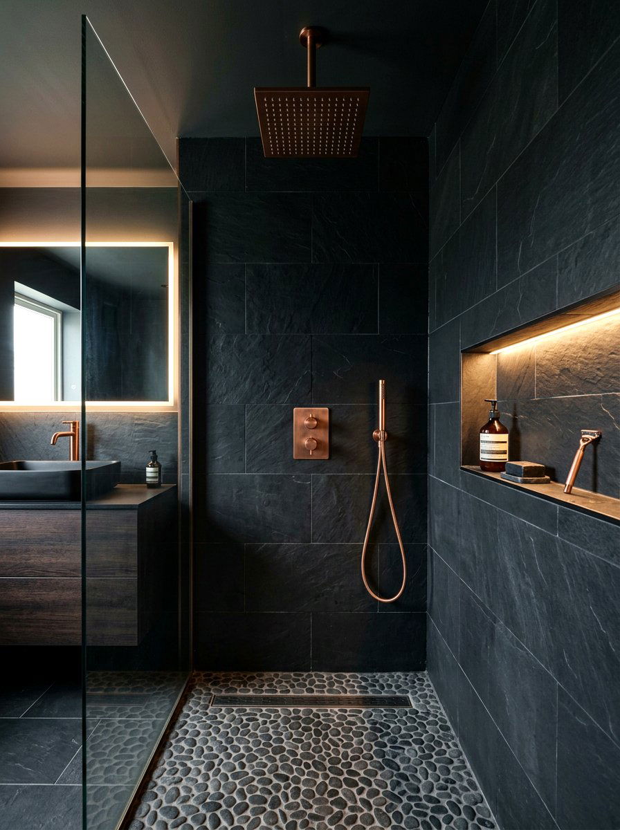 Matte Black Bathroom Tile - 30 shower tile pattern ideas