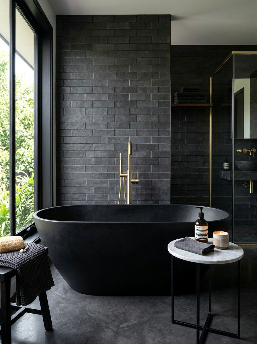 Matte Black Bathtub - 30 cocoon bath ideas