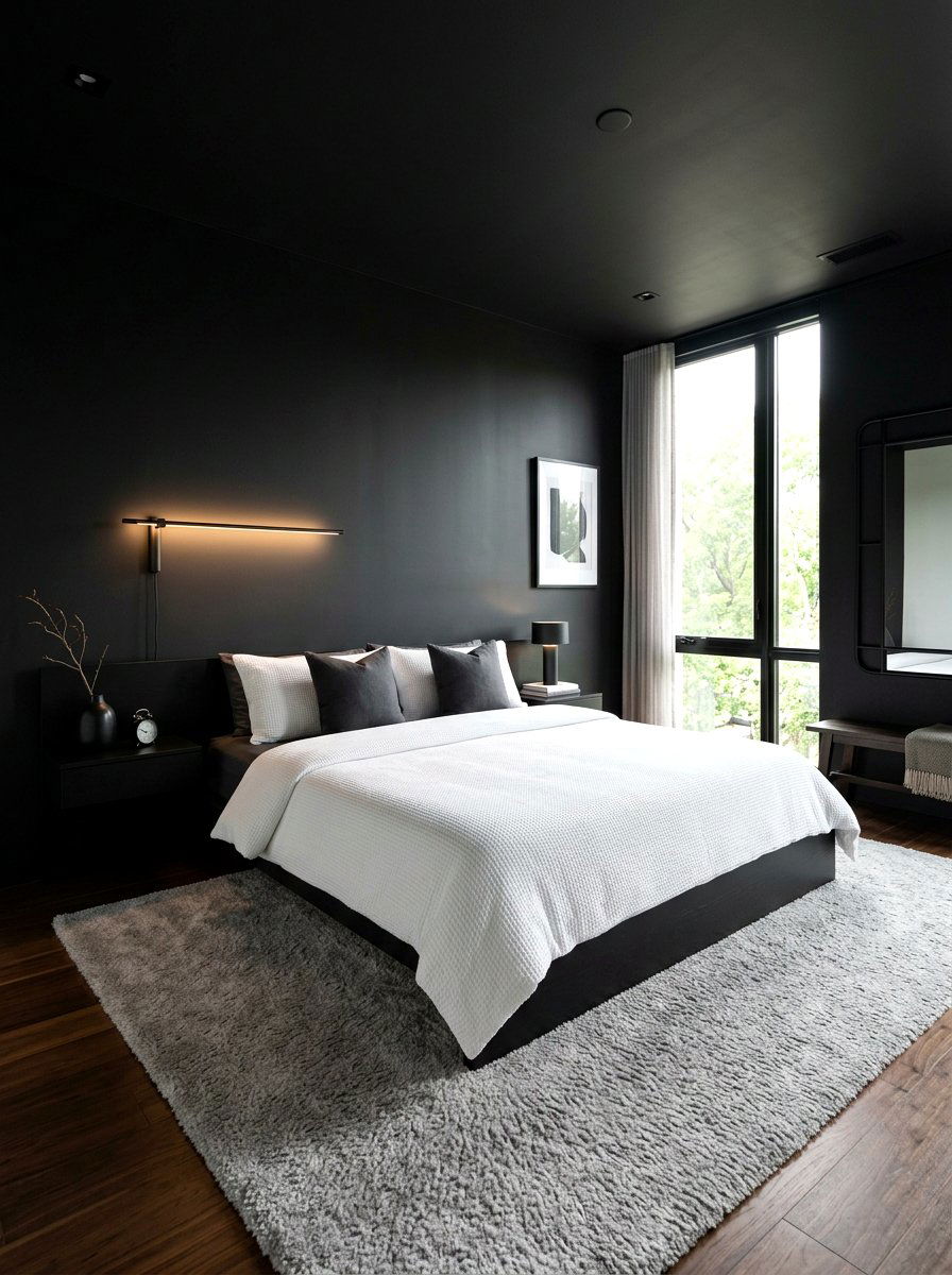 Matte Black Bedroom - 30 dark bedroom ideas