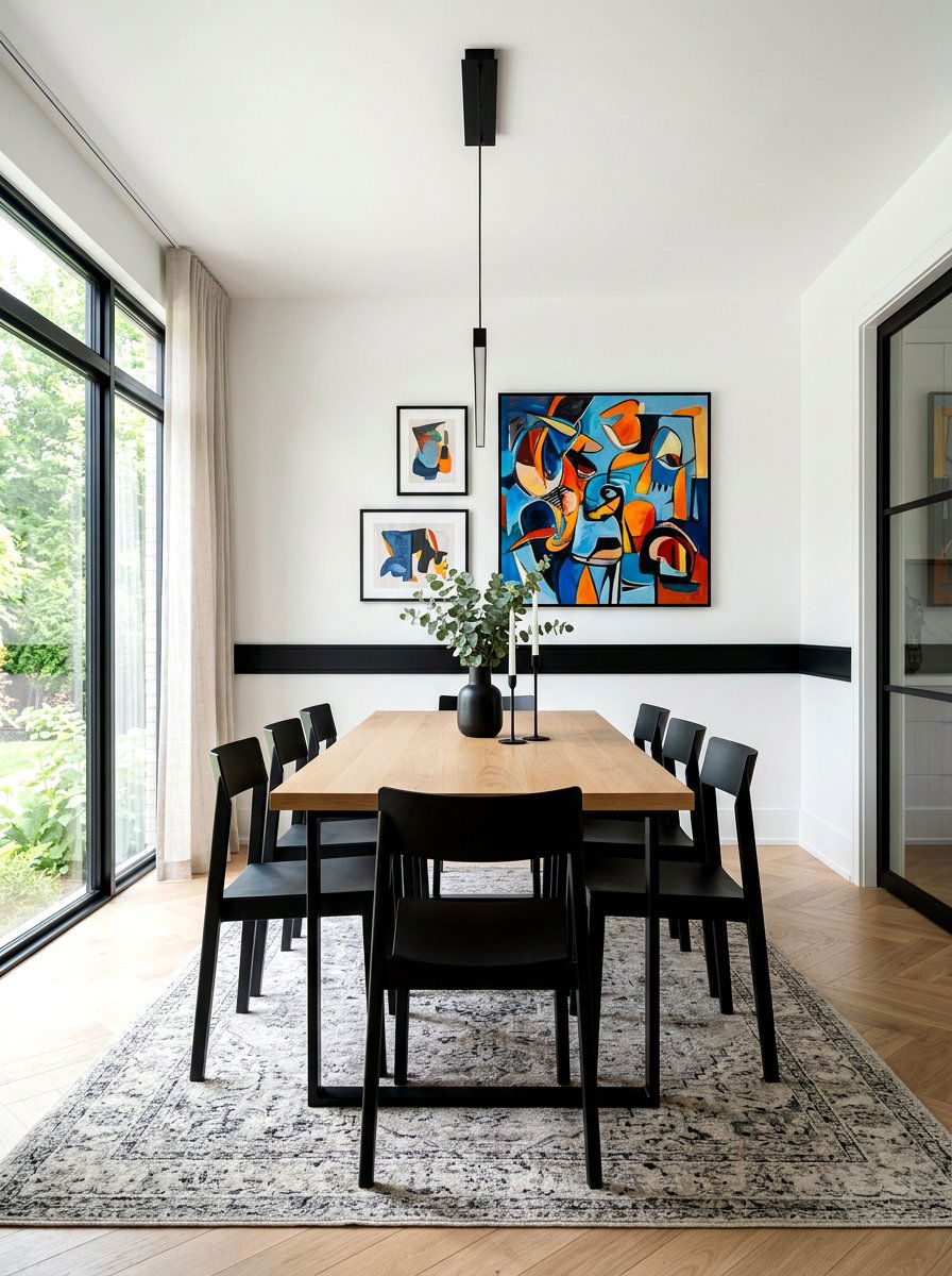 Matte Black Chair Rail Dining Room - 30 contrast trim wall ideas