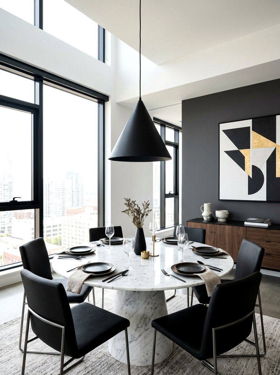 Matte Black Cone Pendant - 30 dining room lighting ideas
